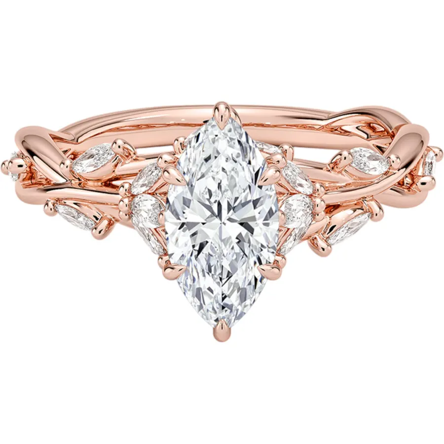 1-3 Carat Marquise Nature-Inspired Moissanite Engagement Ring for Women