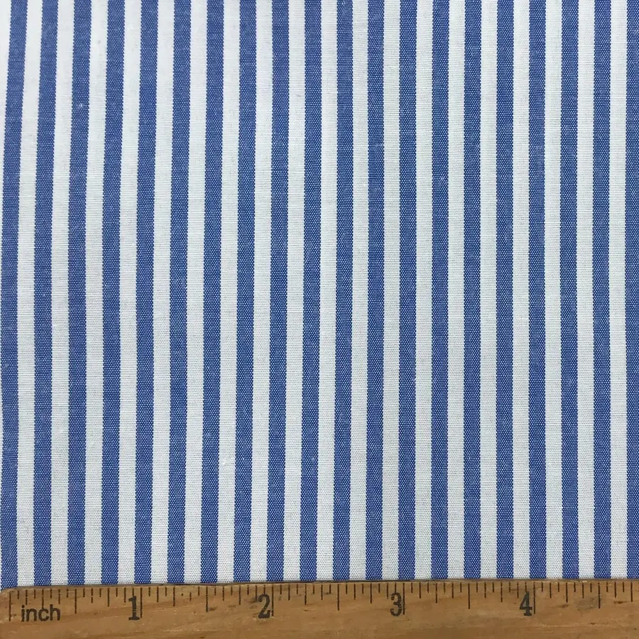 1/8" Blue and White Striped Fabric, Summer Weight Polycotton 57" W x 36" L
