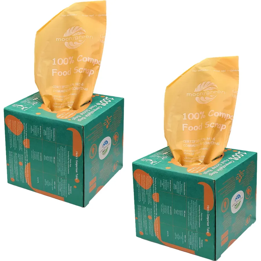 100% Compostable Trash Bags, 3 Gallon+13 Gallon, Extra Thick, Food Scrap Small Kitchen Waste Bags & Tall Kitchen Food Waste Bags, US BPI ASTM D6400 and Europe OK Compo