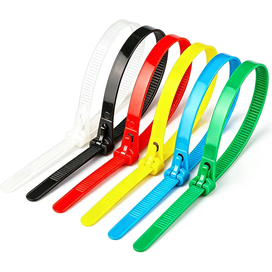100 PCS 6 8 10 12 Inch Assorted Sizes Reusable Zip Tie (Multicolor)