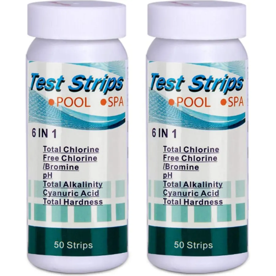 100Pcs 6-in-1 Swimming Pool PH Test Paper Residual Chlorine PH Value Alkalinity Hardness Test Strip PH Tester