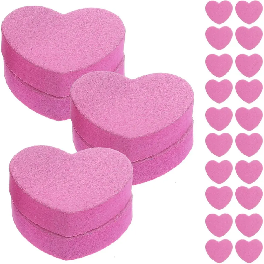 100pcs Heart Buffer Block Nail File, Dual-Sided Sponge Manicure Tool