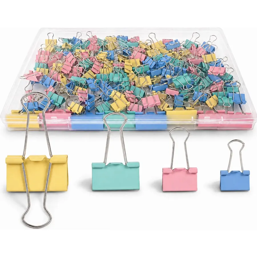 180Pcs Colorful Binder Clips Assorted Size, Metal Paper Clips for Daily Use