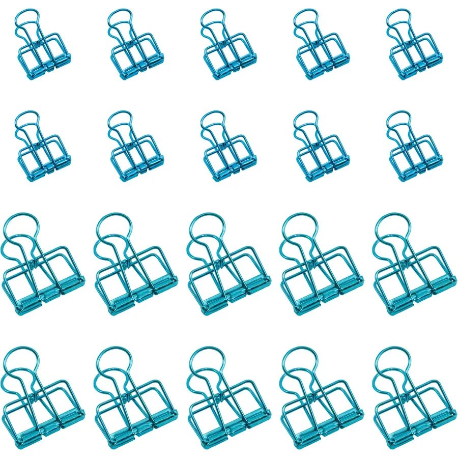 20 Pcs Hollow Out Long Tail Wire Binder Clips, 10 Medium + 10 Small