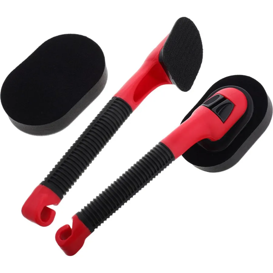 2pcs Car Wheel Brush with Detachable Sponge for Tire Shine and Waxing
