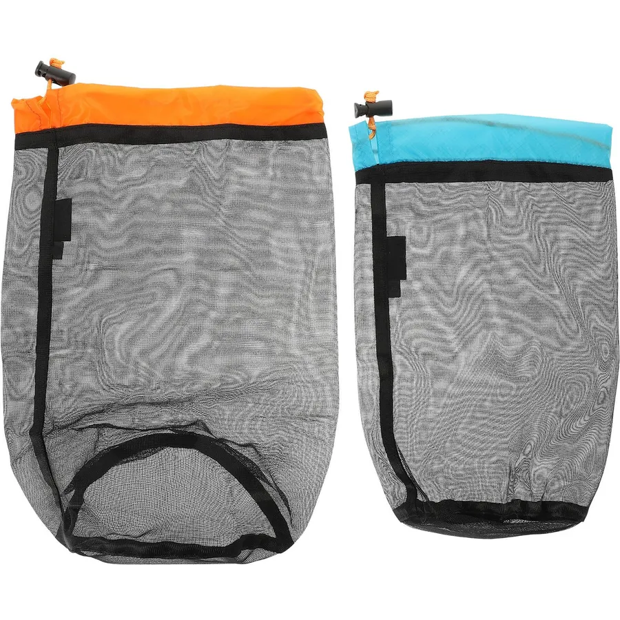 2pcs Mesh Drawstring Travel Bag for Clothes, Hammock and Storage