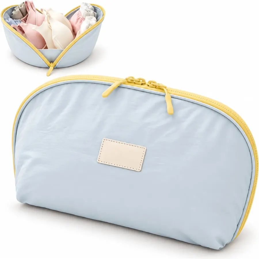 3 in 1 Travel Underwear Organizer, Portable Lingerie Packing Bag (Blue)