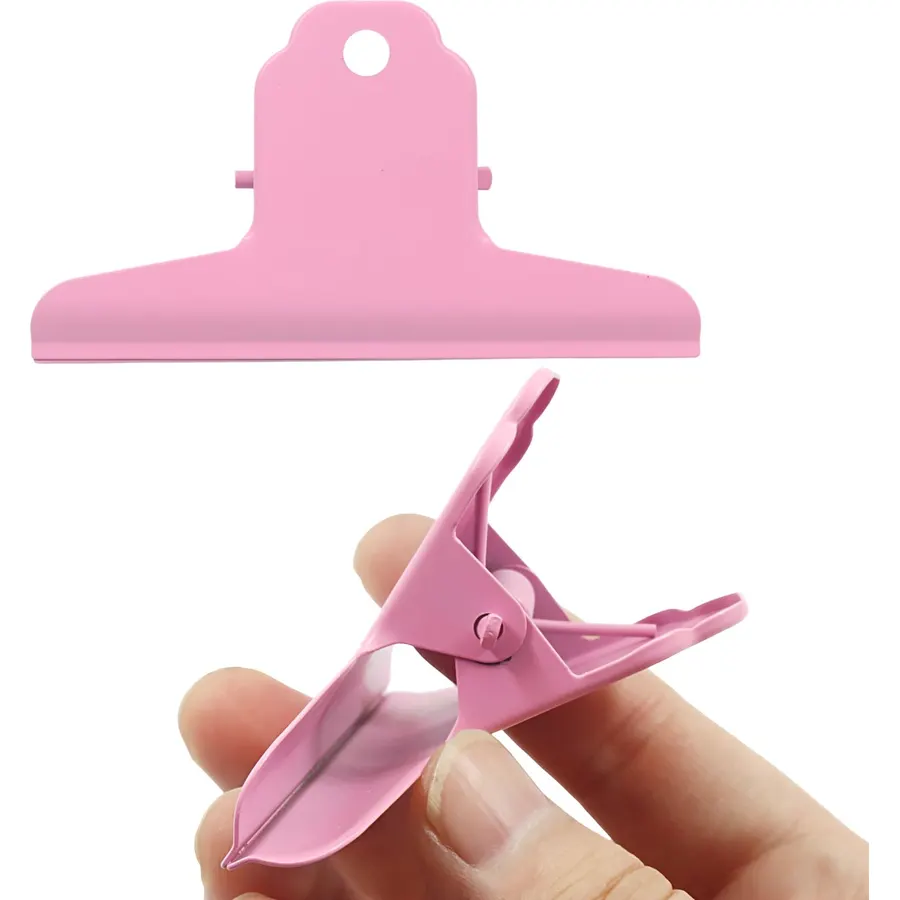 4 Inch Metal Bulldog Clips, Pink, 2 Pcs