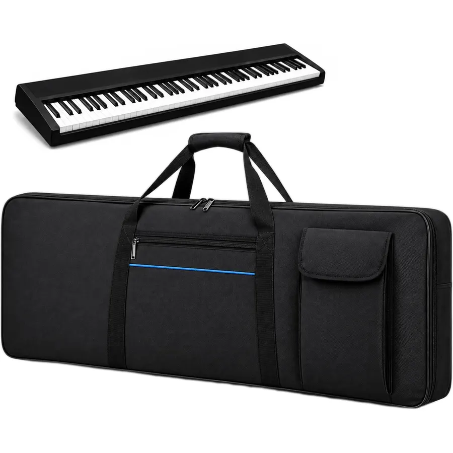 61 Key Keyboard Bag for Casio CT-S410, Padded Keyboard Carrying Case with Zipper, Shoulder Straps, Handle, Storage Pocket, Water-Resistant Oxford Fabric,S(94 x 33 x 12cm)