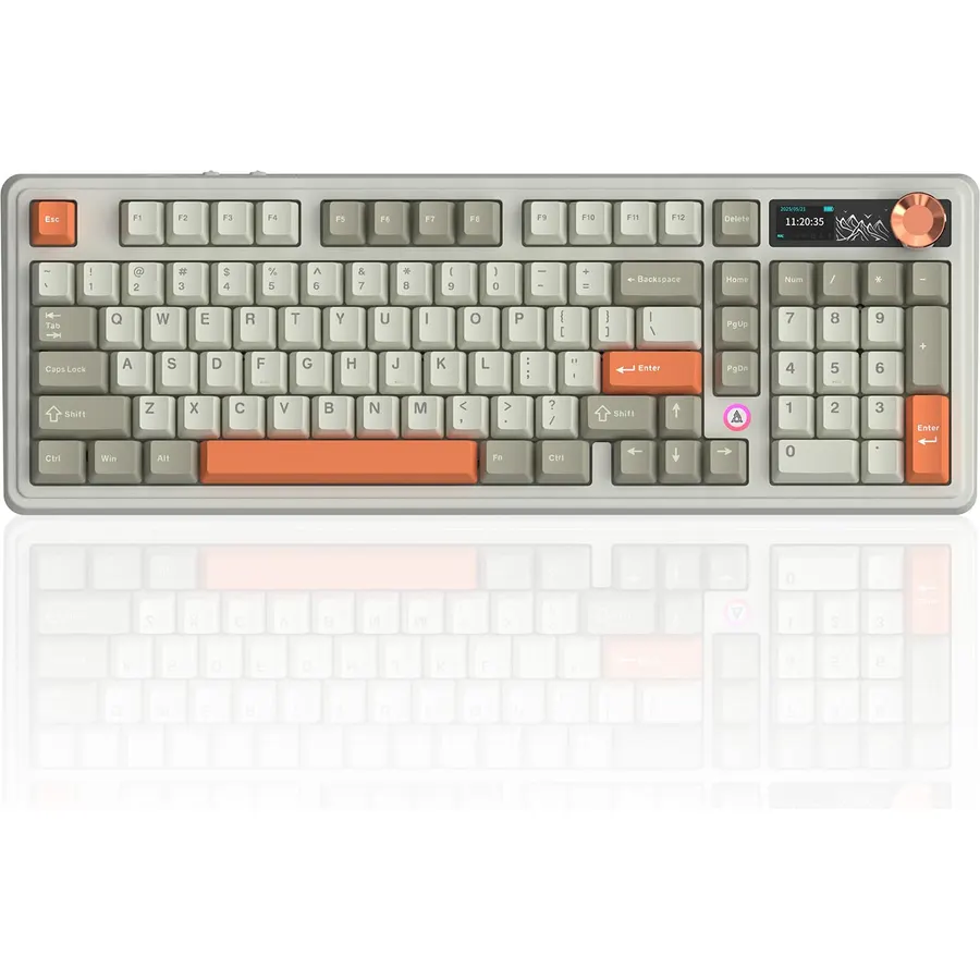 AJAZZ AK980 V2 Tri-Mode Wireless Creamy Mechanical Gaming Keyboard with TFT Smart Display Screen & Knob, 10,000mAh Battery, 98-Key Layout, Hot-Swappable, Gasket-Mounted, Quiet Computer Keyboard