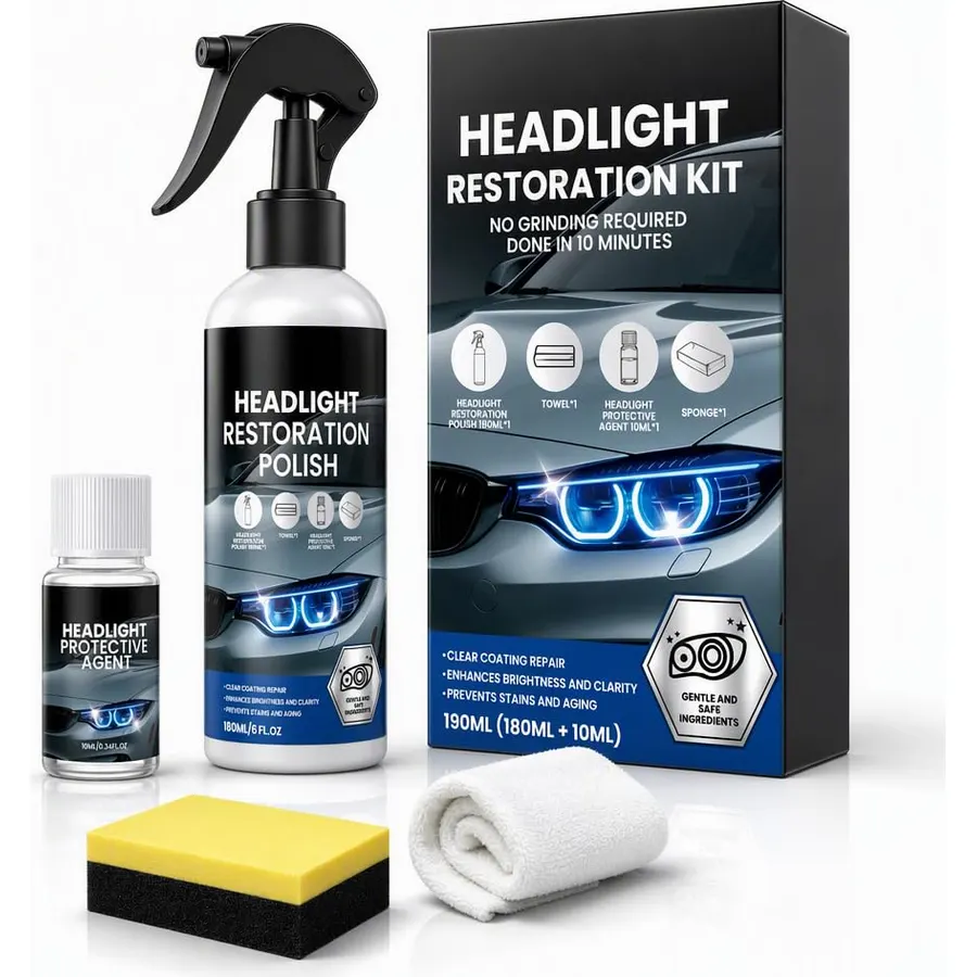Car Headlight Restoration Kit, Headlight Cleaner Polish for Cloudy Lens