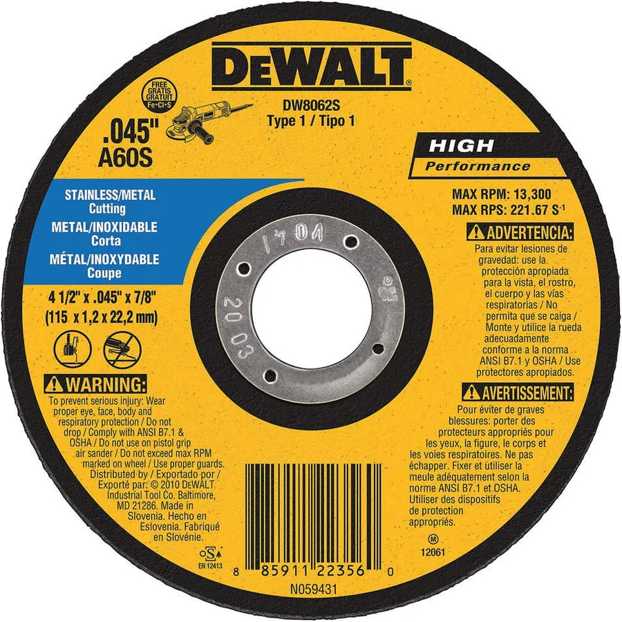 DEWALT DW8065S Cfree Thin Cutoff Wheel, 7-Inch x.045 x 7/8-Inch