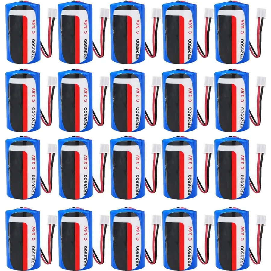 (20-Pack) ER26500 3.6V 8500mAh Size C Non-Rechargeable Lithium Battery (with 2.0 White Plug)