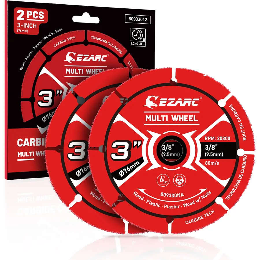 EZARC 3 Inch Carbide Cut Off Wheels for Wood, Nails, Plaster, 2-Pack