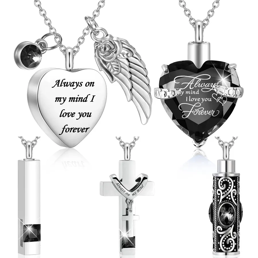 Fumete 5 Pcs Urn Necklaces for Ashes Cremation Keepsake