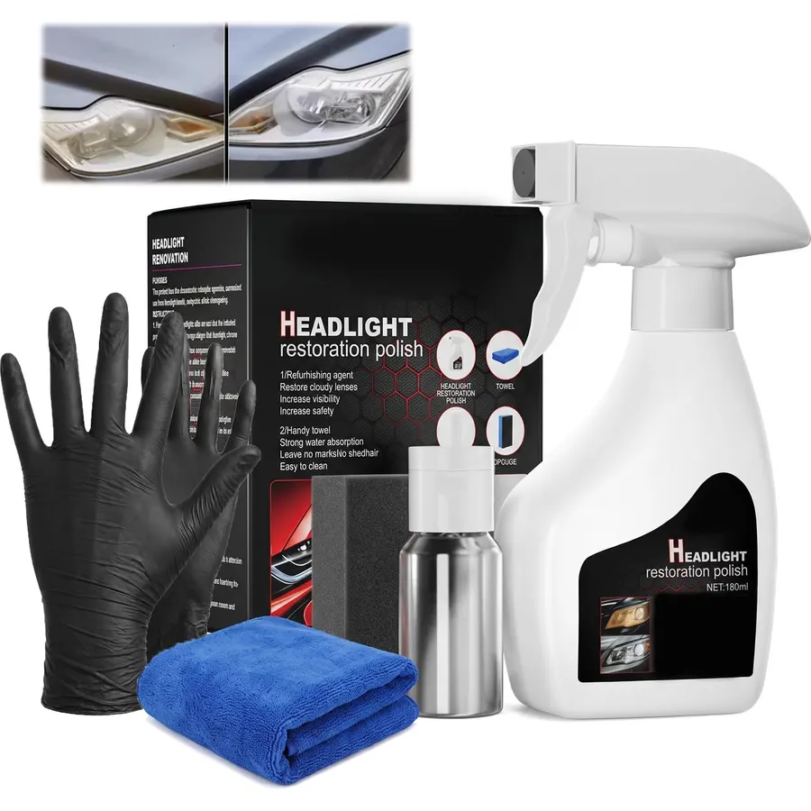 Headlight Restoration Polish, 180ml Headlight Polish Cleaner with Coating
