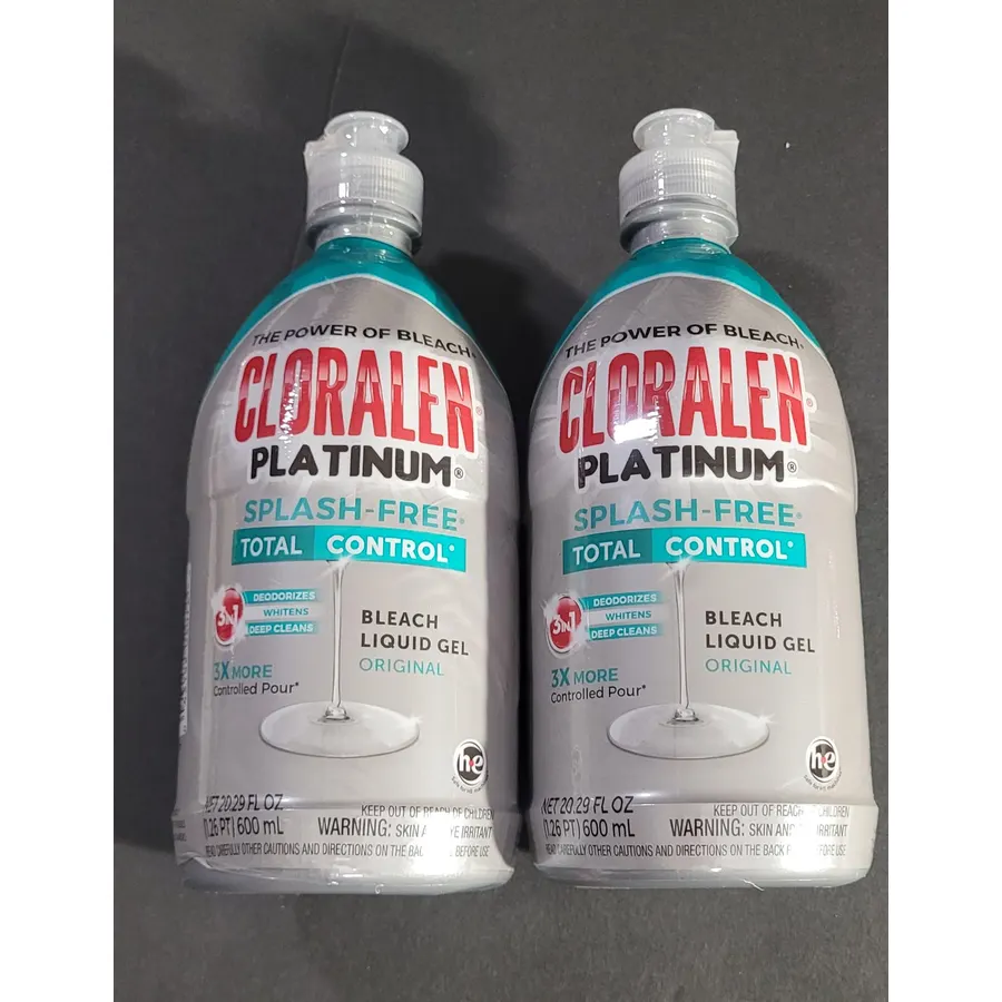 Platinum Splash-Free Bleach Liquid Gel, Original, Total Control, 20.29 FL OZ, 2 Pack